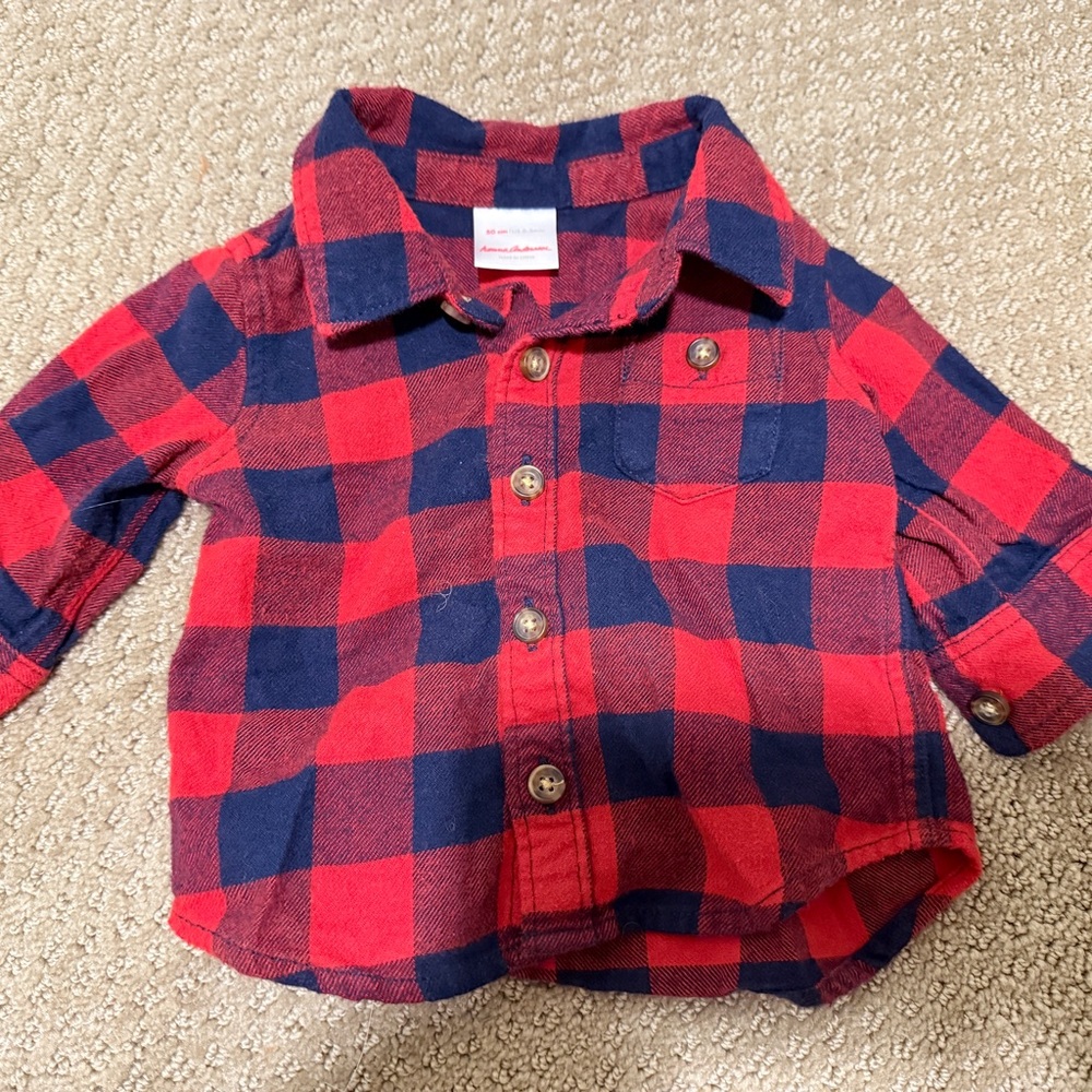 Hanna Andersson Red and Blue Plaid Button Down Shirt